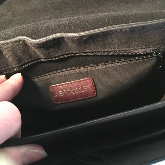 Aerosoles Black Suede Buckle Front Shoulder Bag - Picture 4 of 10